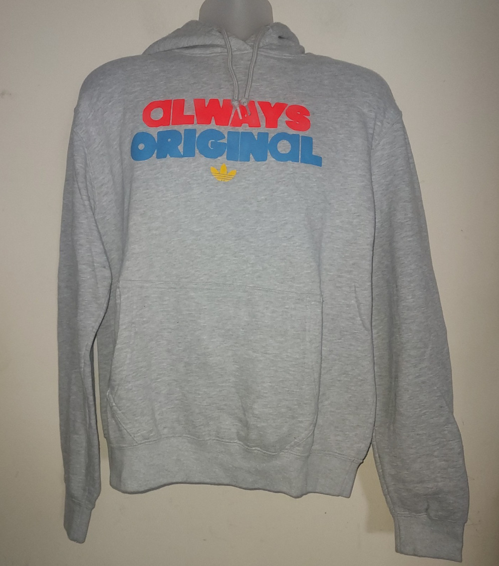 Adidas Men's Hoodie Medium Sweatshirt Long Sleeve Always Original Athletic Gray